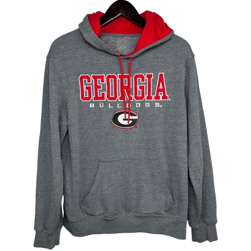 Fanatics Georgia Bulldogs Hoodie Mens Est Large Gray Red NCAA Sweatshirt 103417